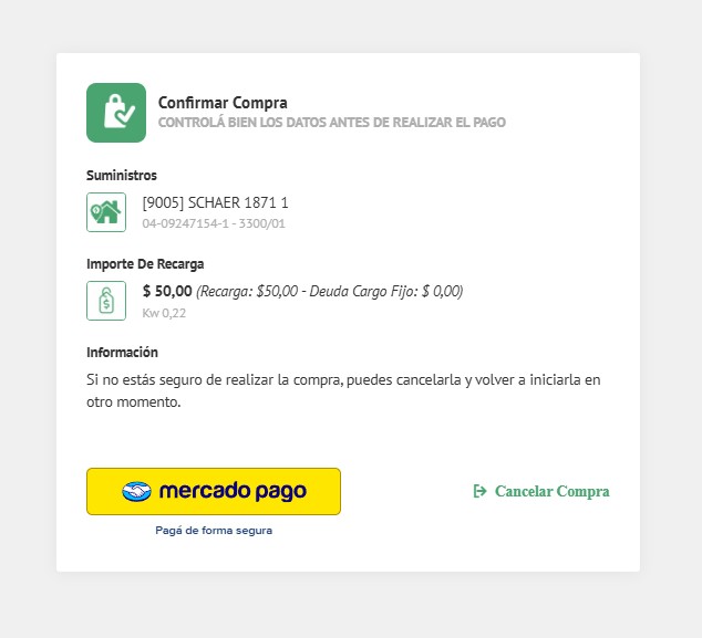 Selección del medio de pago